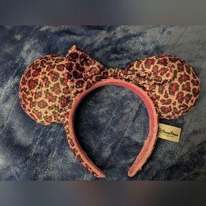Disney Parks Pink and Black Leopard Minnie Ears